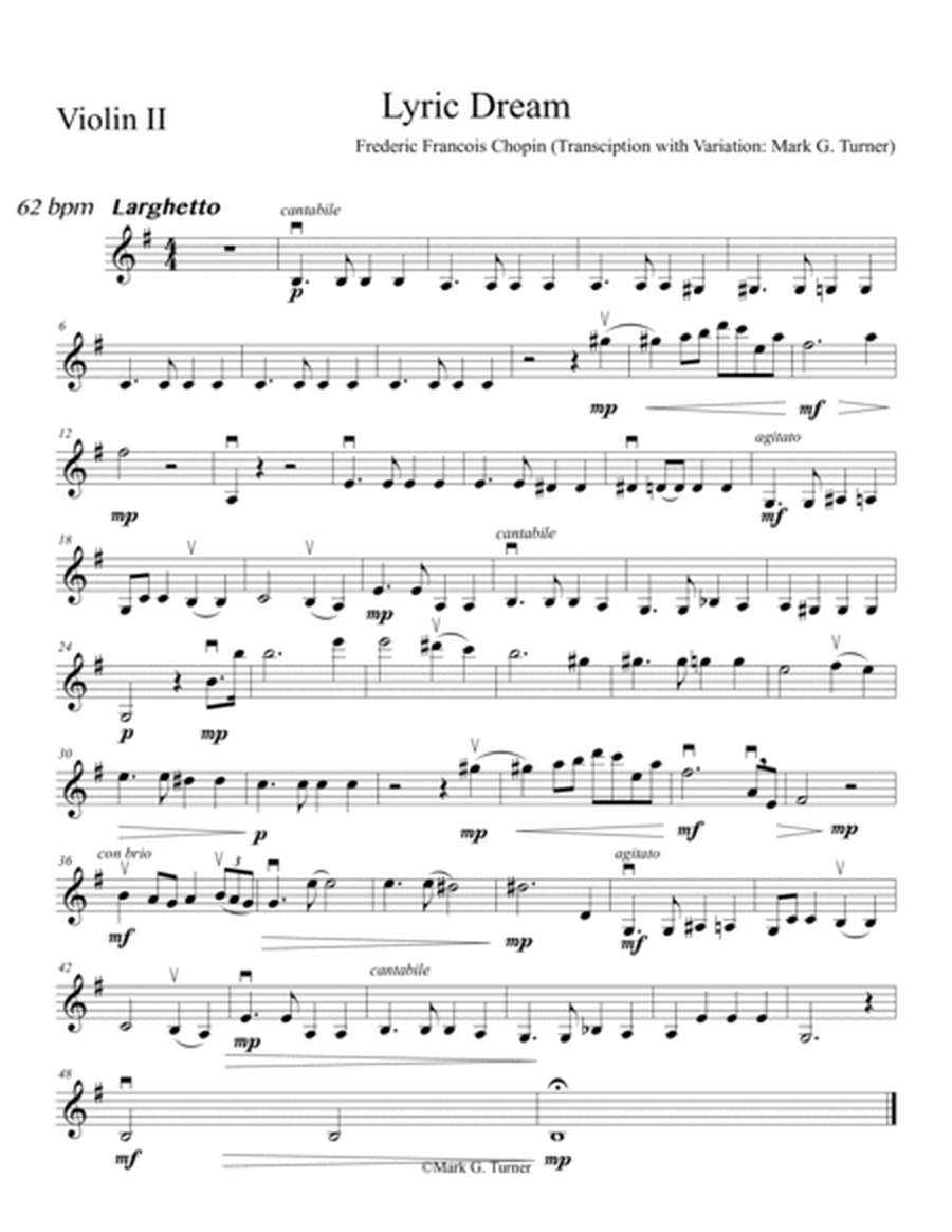 Lyric Dream - String Quartet Transcription, with variation, Chopin Prelude. Opus 28, #4 in Em image number null