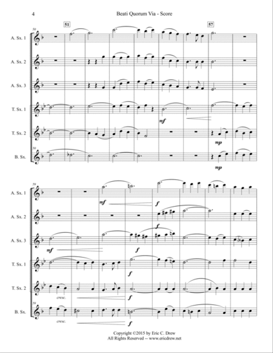 Beati Quorum Via (for Saxophone Choir) Woodwind Ensemble scores gallery preview page 4