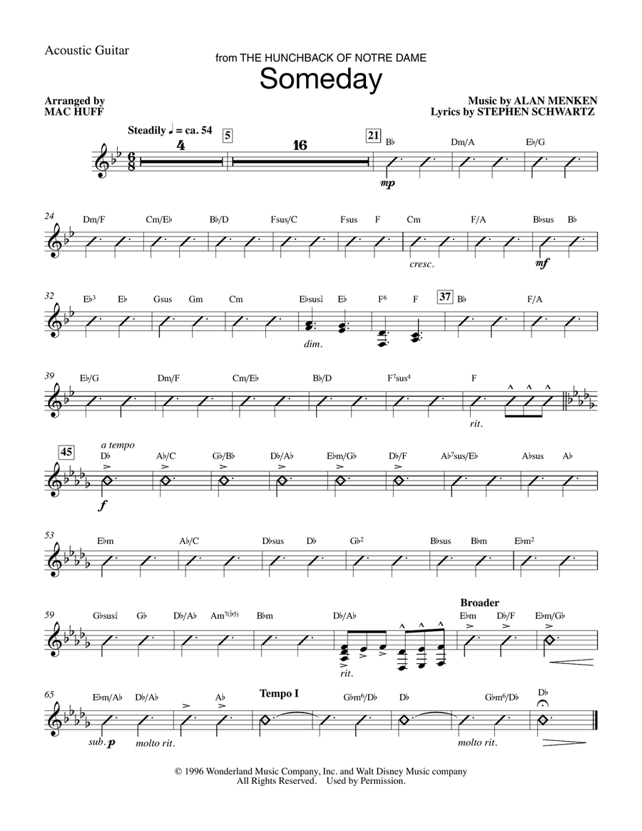 Someday (from The Hunchback Of Notre Dame) (arr. Mac Huff) - Acoustic Guitar