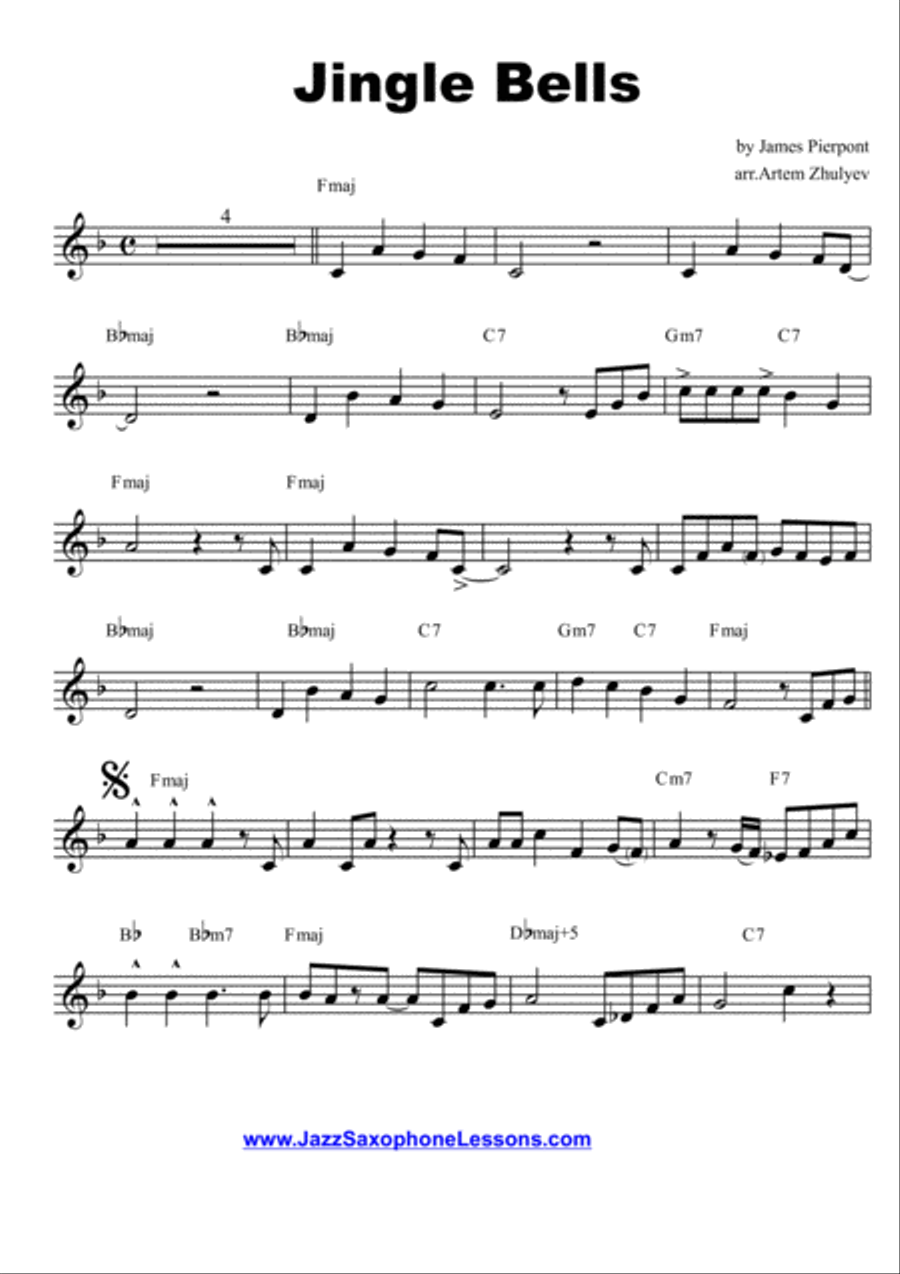 Jingle Bells C (Flute) Jazz Style Small Ensemble scores gallery preview page 2