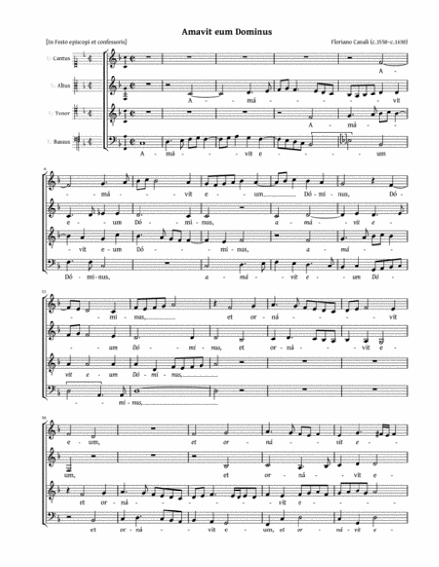 Amavit eum Dominus (Canali) 4-Part scores gallery preview page 1
