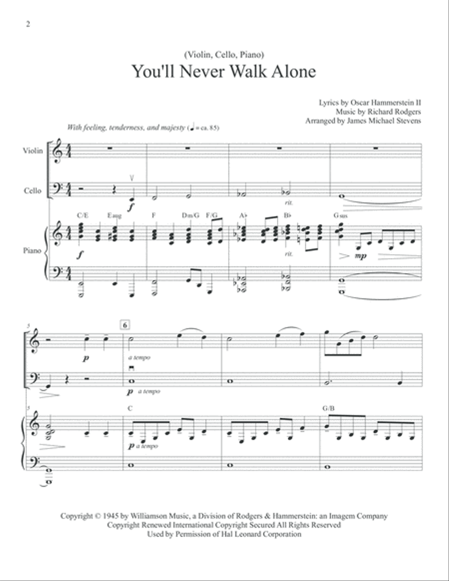You'll Never Walk Alone Piano Trio scores gallery preview page 2