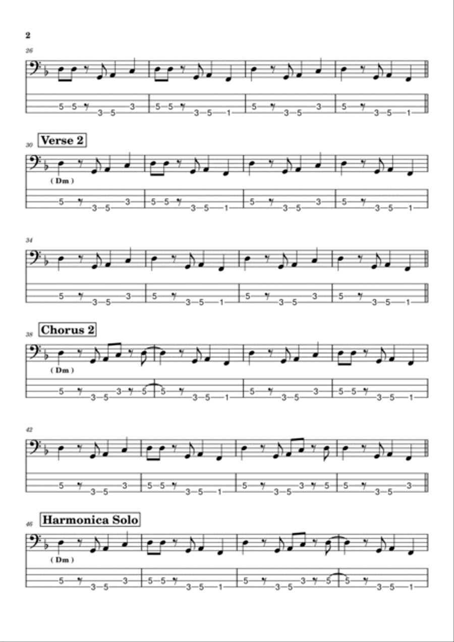 Run Through The Jungle Guitar Tablature scores gallery preview page 2