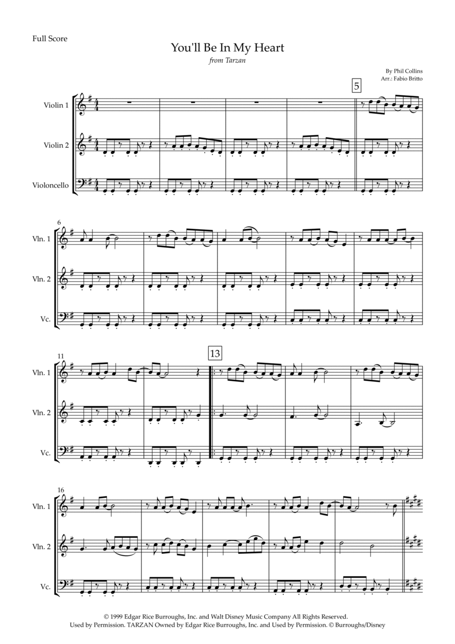 You'll Be In My Heart String Trio scores gallery preview page 1