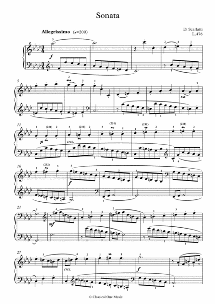 Scarlatti-Sonata in f-minor L.476 K.467(piano) Piano Solo scores gallery preview page 2