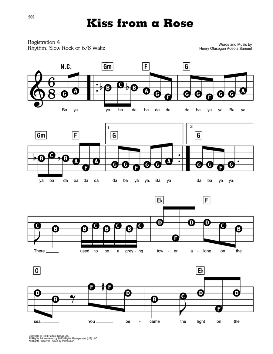Kiss From A Rose Electronic Keyboard scores gallery preview page 1