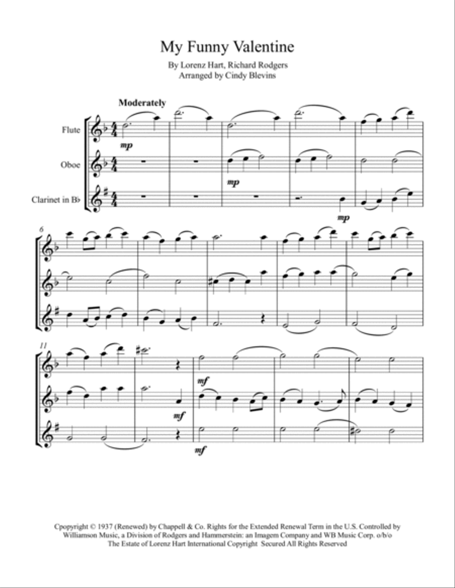 My Funny Valentine Woodwind Trio scores gallery preview page 2