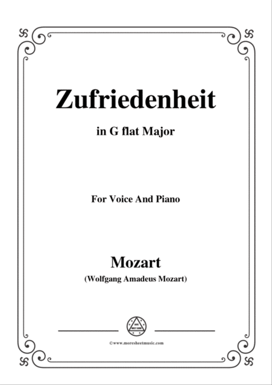 Mozart-Zufriedenheit,in G flat Major,for Voice and Piano Voice Solo scores gallery preview page 1