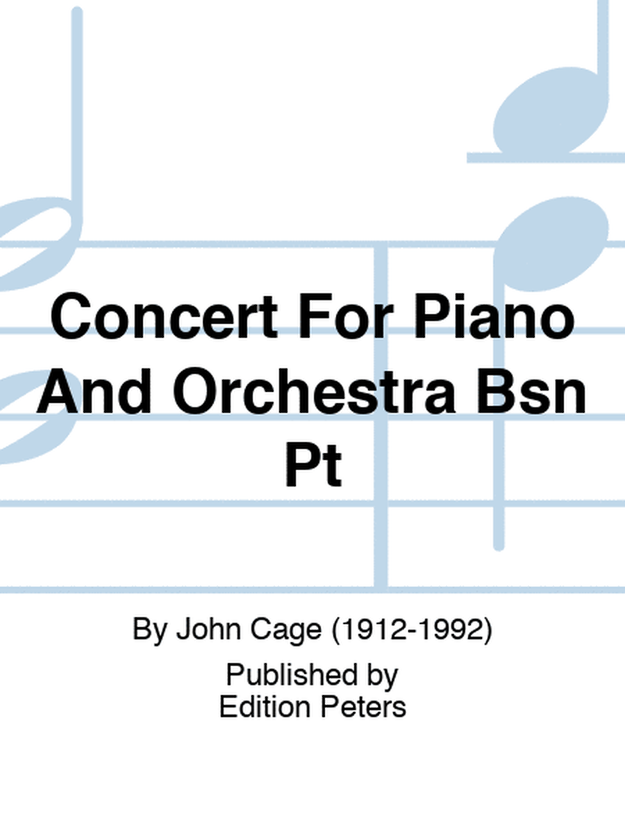 Concert For Piano And Orchestra Bsn Pt