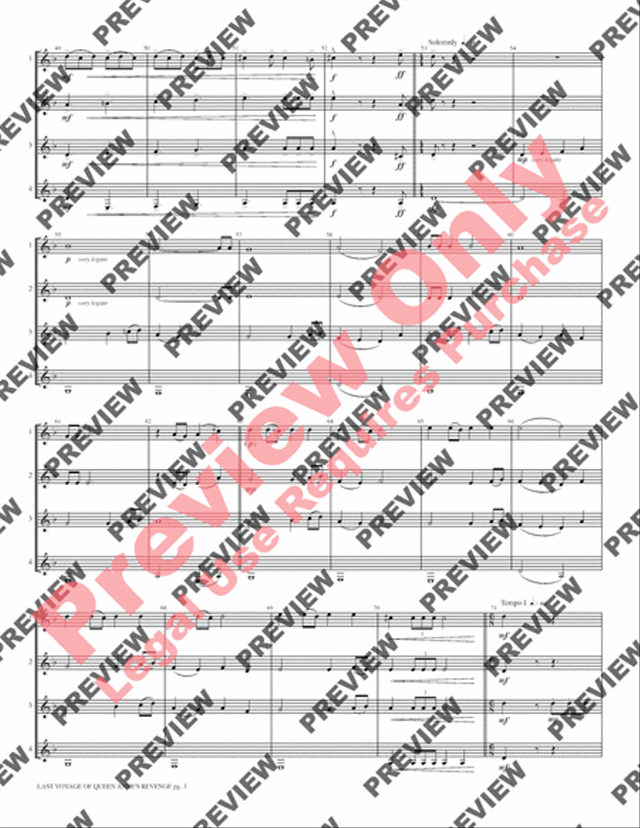 Last Voyage of Queen Anne's Revenge Clarinet Quartet scores gallery preview page 5