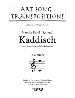 Book cover for RAVEL: Kaddisch (transposed to C minor)