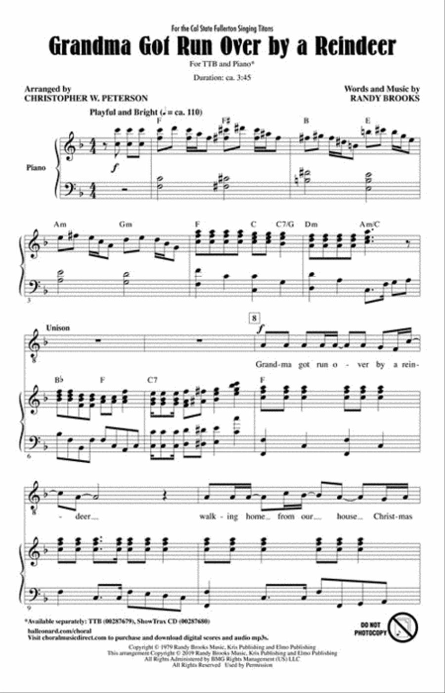 Grandma Got Run Over by a Reindeer Choir scores gallery preview page 2