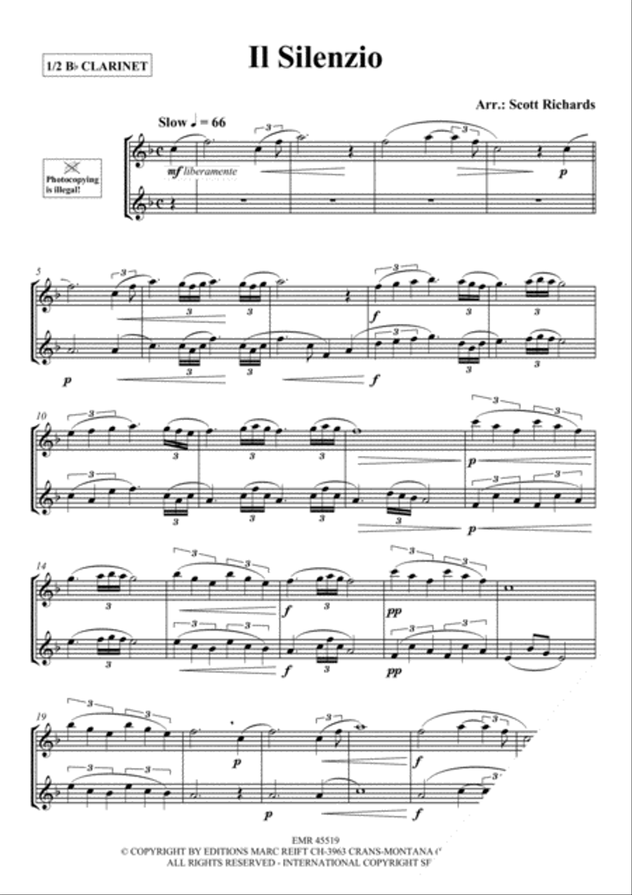 Il Silenzio Clarinet Duet scores gallery preview page 3