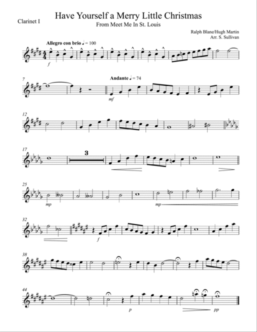 Have Yourself A Merry Little Christmas Clarinet Quintet scores gallery preview page 3