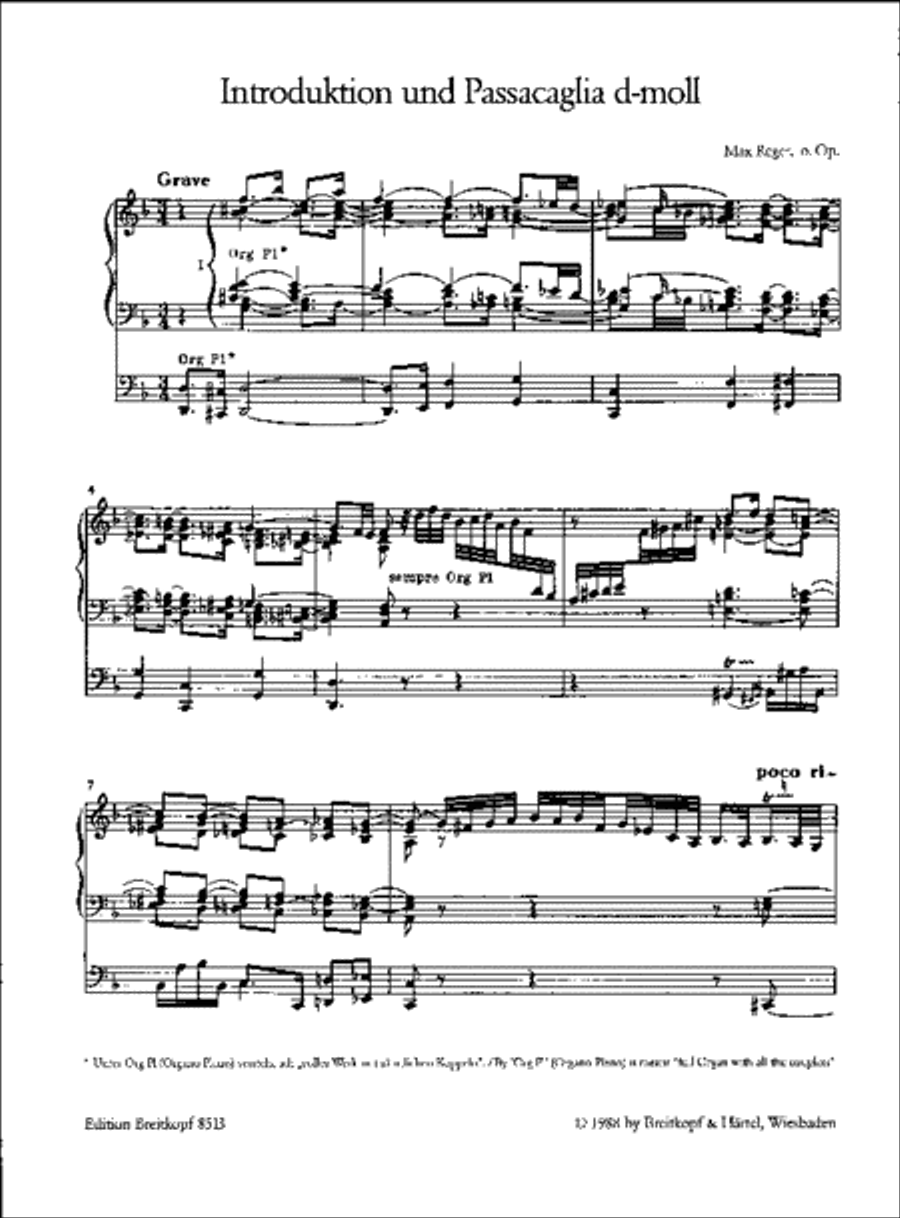 Introduction and Passacaglia in D minor o. op. Organ scores gallery preview page 2
