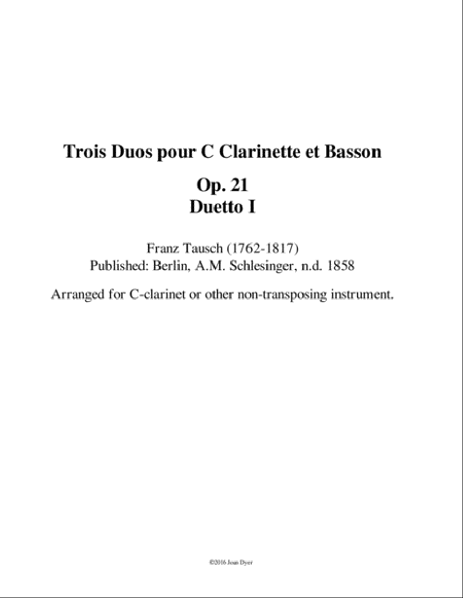 Duo for C-clarinet and bassoon Small Ensemble scores gallery preview page 1