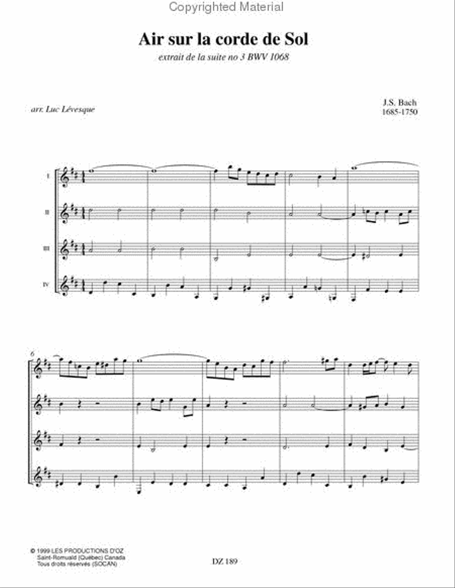 Air sur la corde de Sol Air sur la corde de Sol Guitar Ensemble scores gallery preview page 2