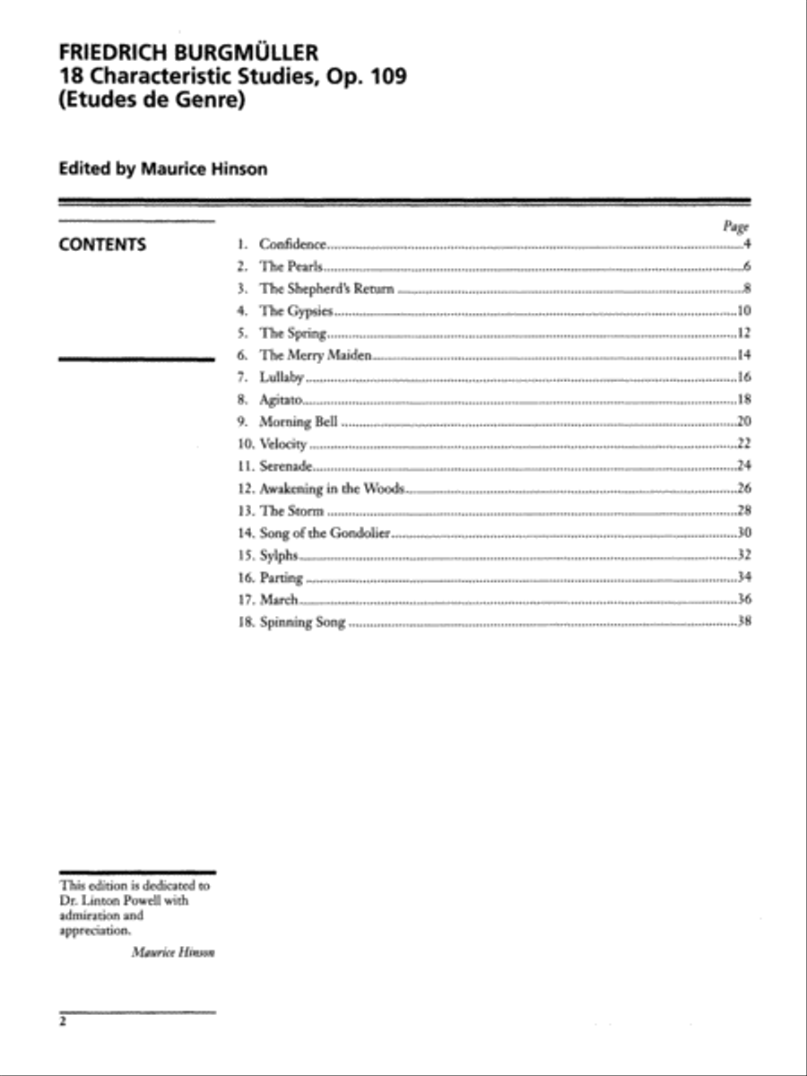 Burgmüller -- 18 Characteristic Studies, Op. 109 Piano Method scores gallery preview page 2