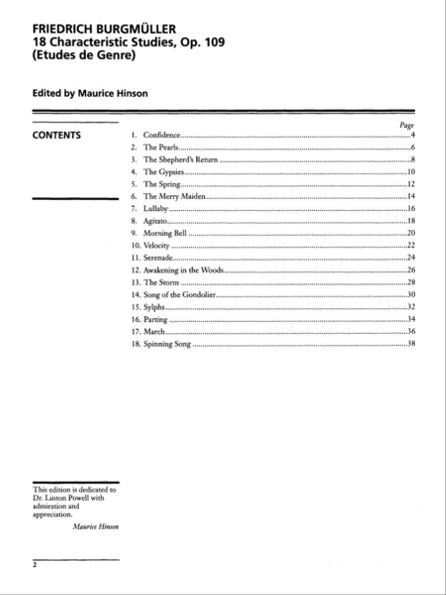 Burgmüller -- 18 Characteristic Studies, Op. 109