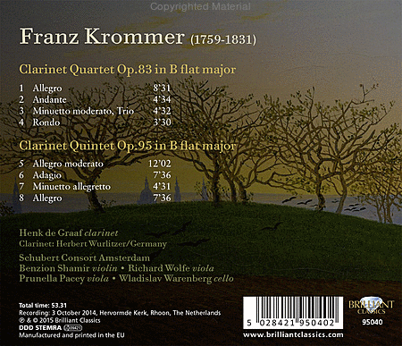 Krommer: Clarinet Quartet, Op. 83 & Quintet, Op. 95