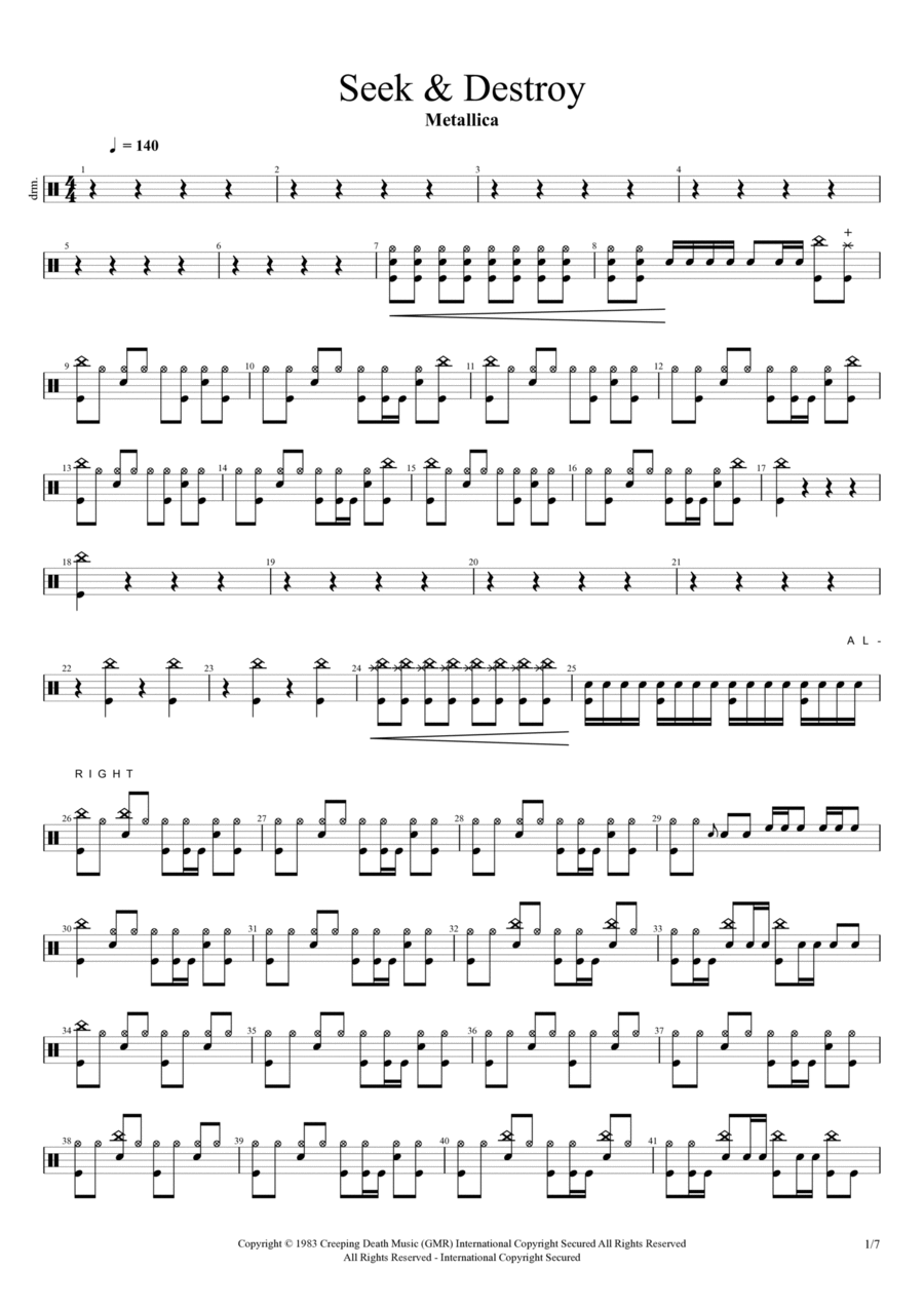 Seek & Destroy Drum Set scores gallery preview page 1