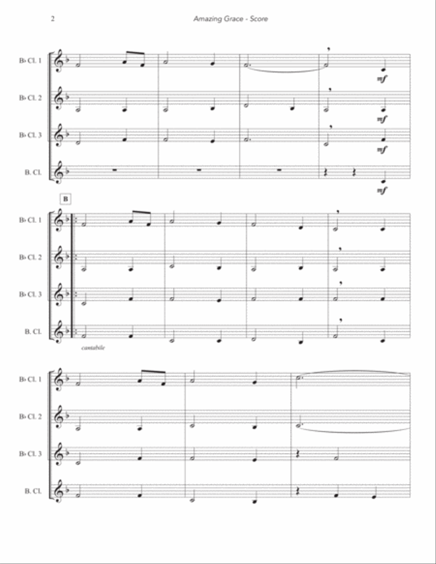 Amazing Grace Woodwind Quartet scores gallery preview page 3