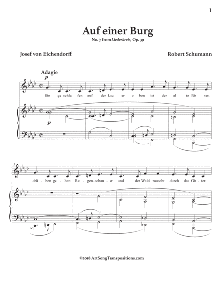 SCHUMANN: Auf einer Burg, Op. 39 no. 7 (transposed to F minor)