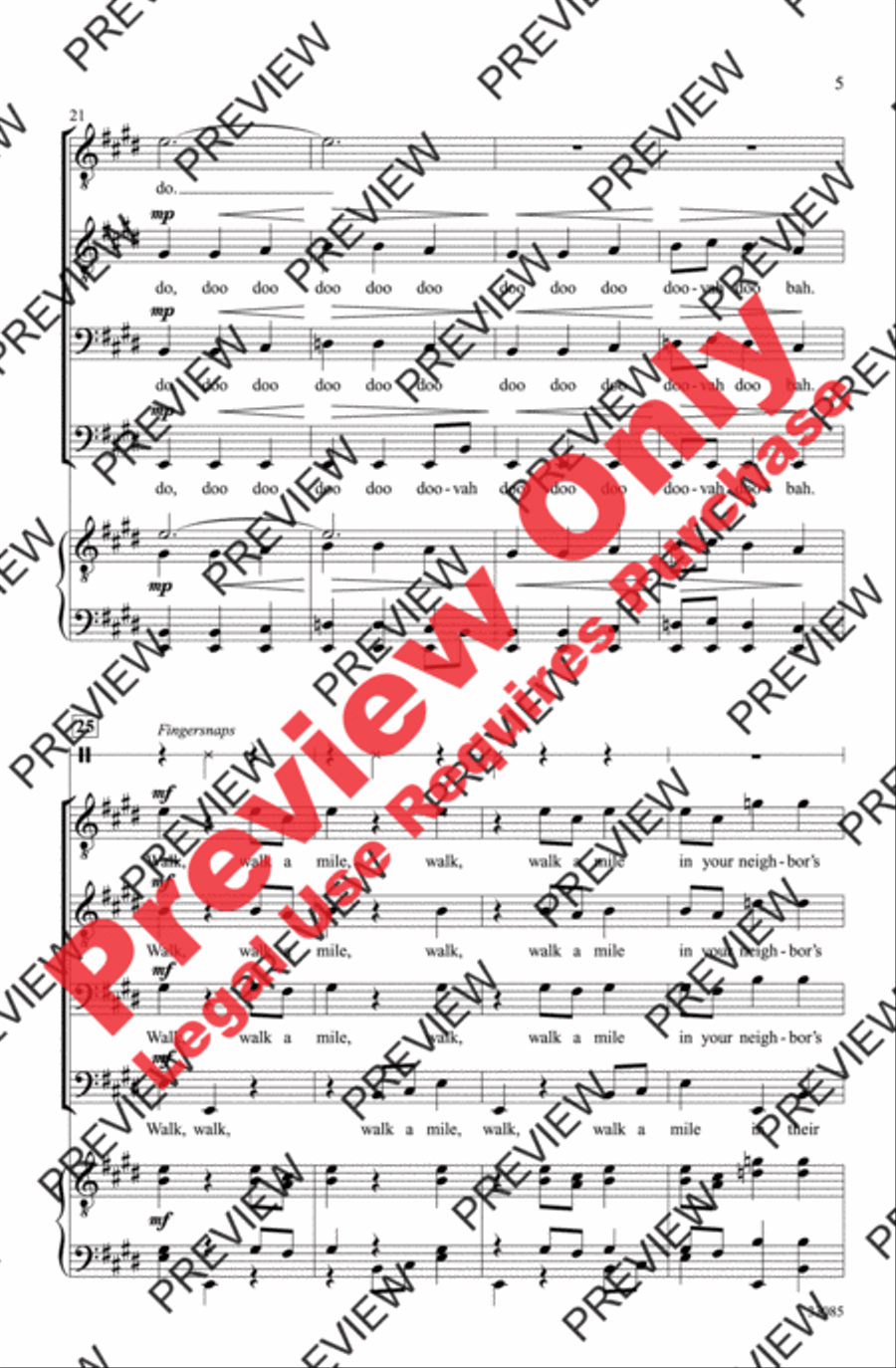 Walk a Mile Walk a Mile Men's Choir scores gallery preview page 5