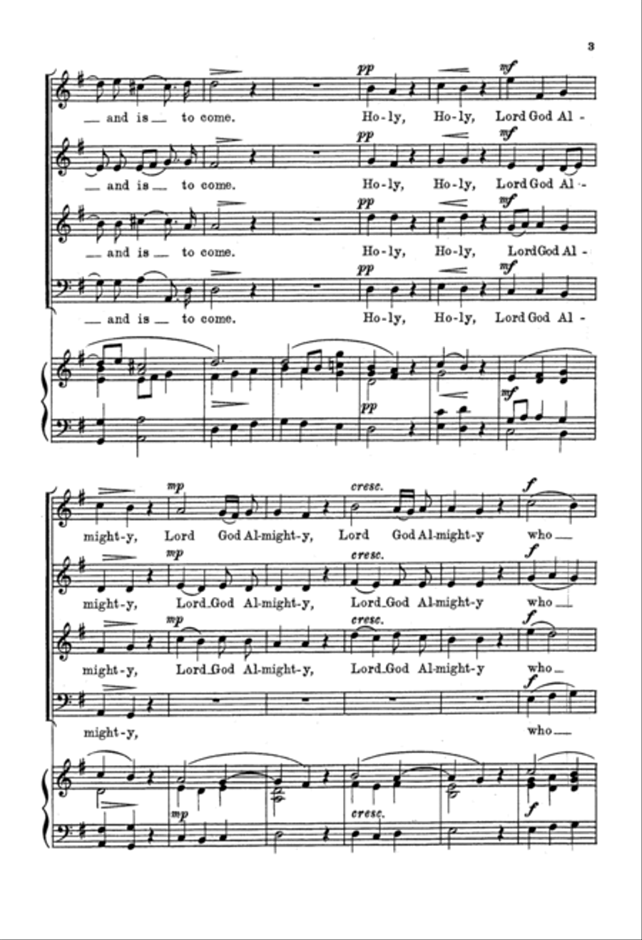 Holy, Holy, Lord God Almighty 4-Part scores gallery preview page 3