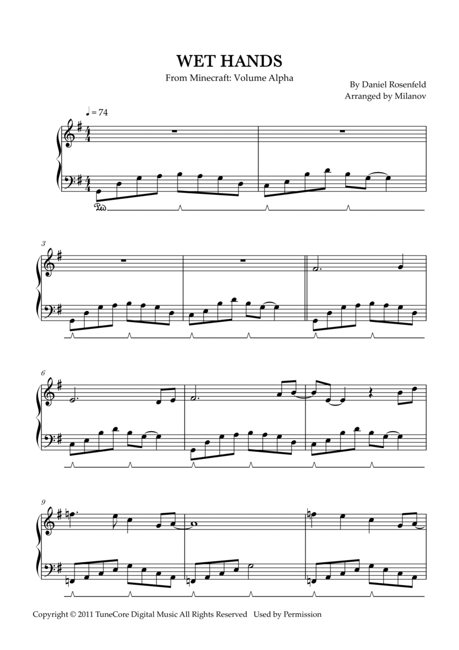 Wet Hands Wet Hands Piano Solo scores gallery preview page 1