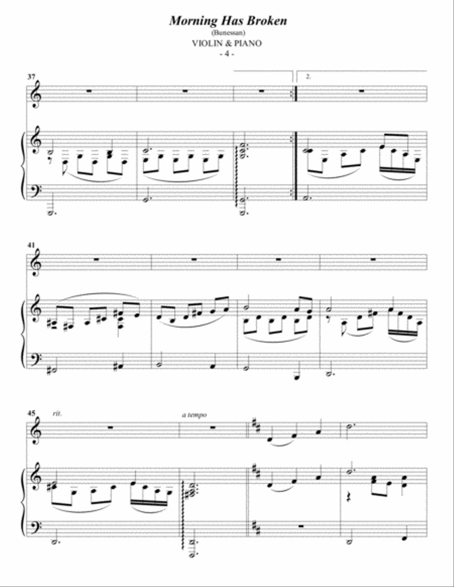 Morning Has Broken Violin Solo scores gallery preview page 4