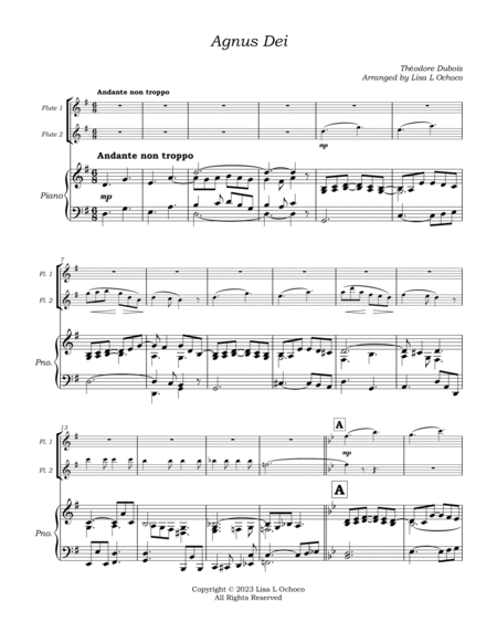 Agnus Dei for Flute Duet and Piano image number null