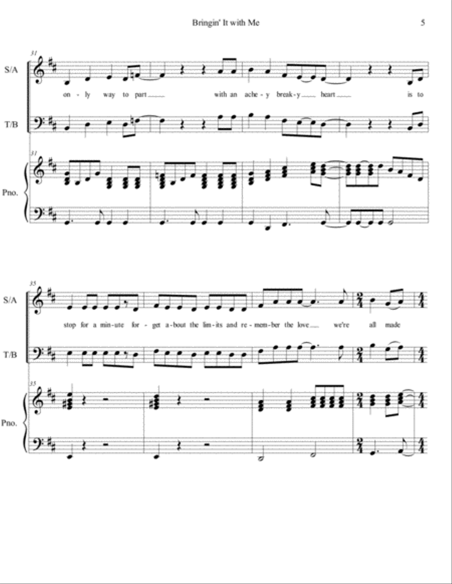 Bringin' It with Me 4-Part scores gallery preview page 5