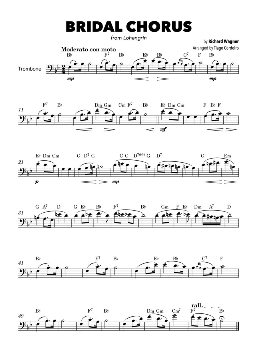 Bridal Chorus Trombone Solo scores gallery preview page 1