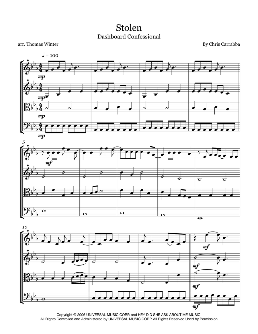 Stolen String Quartet scores gallery preview page 1