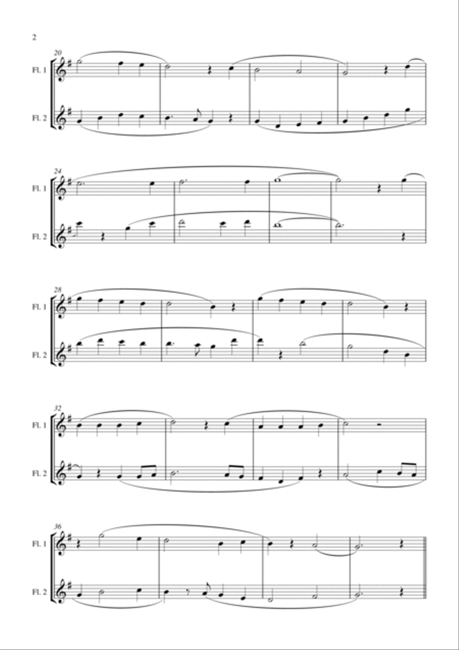 Joy to the World (for flute duet, suitable for grades 1-5) Flute Duet scores gallery preview page 2