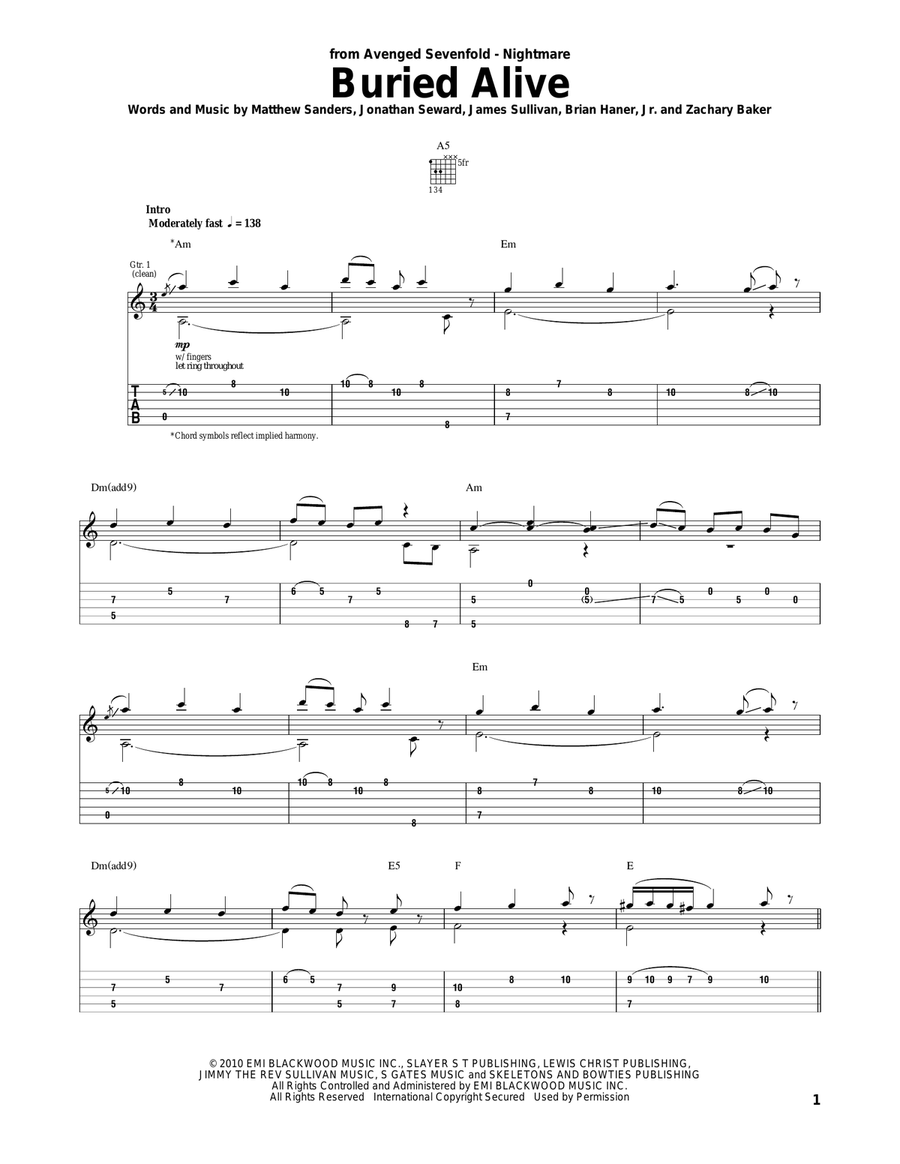 Buried Alive Acoustic Guitar scores gallery preview page 1