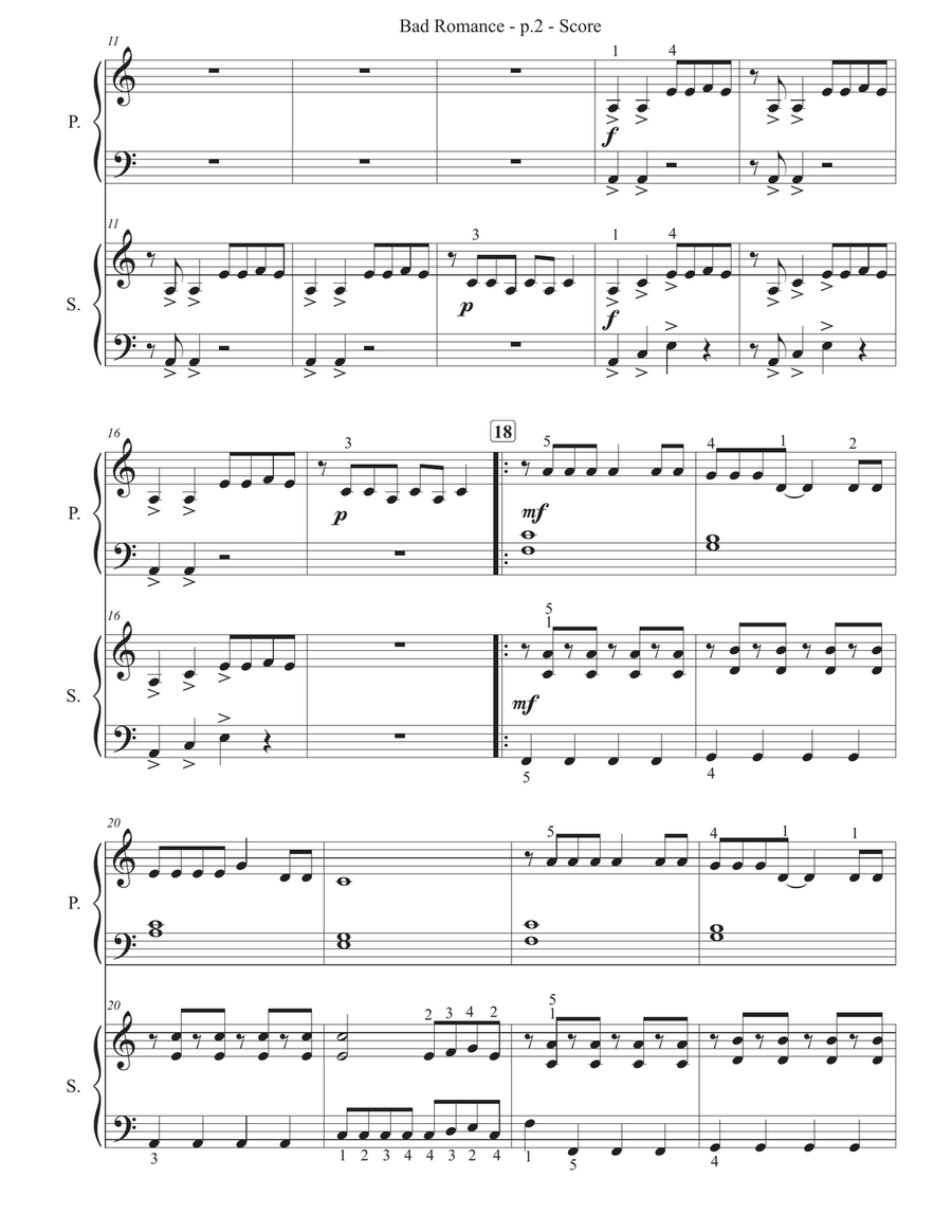 Bad Romance Piano scores gallery preview page 3