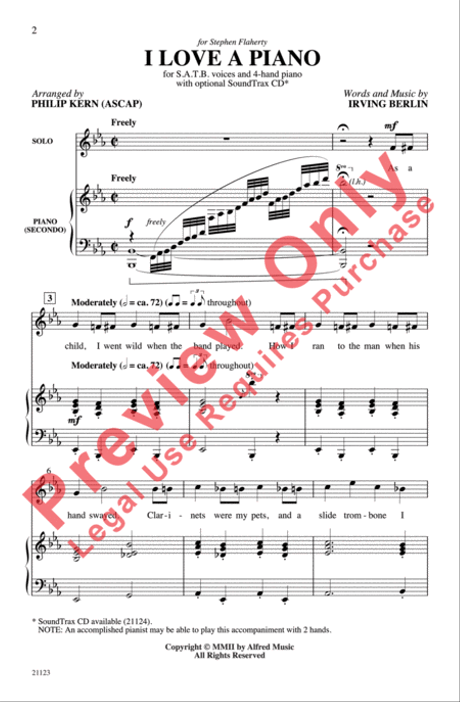 I Love a Piano 4-Part scores gallery preview page 2