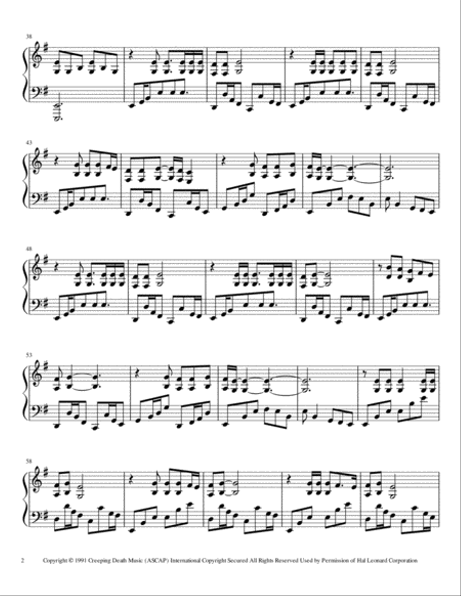 Nothing Else Matters Piano Solo scores gallery preview page 2