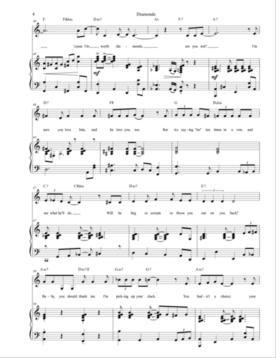 Diamonds Piano, Vocal, Guitar scores gallery preview page 4