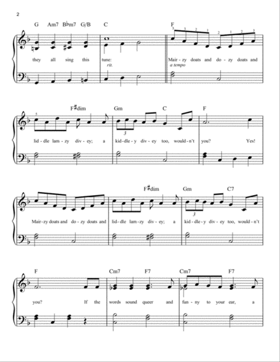 Mairzy Doats Easy Piano scores gallery preview page 2