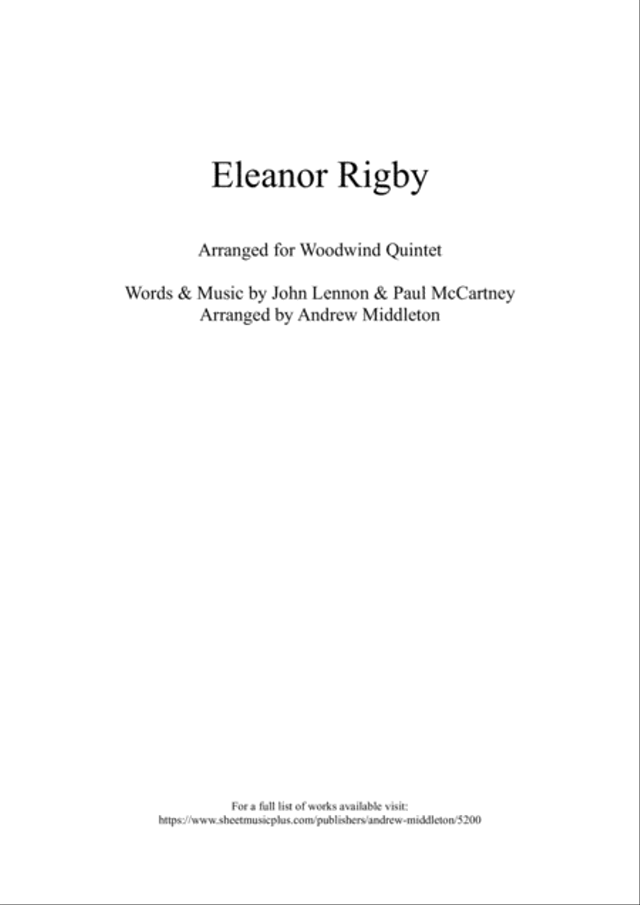 Eleanor Rigby Woodwind Quintet scores gallery preview page 1