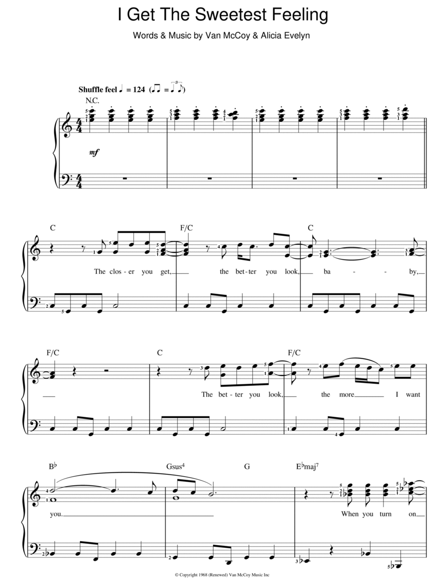 I Get The Sweetest Feeling Piano, Vocal scores gallery preview page 1