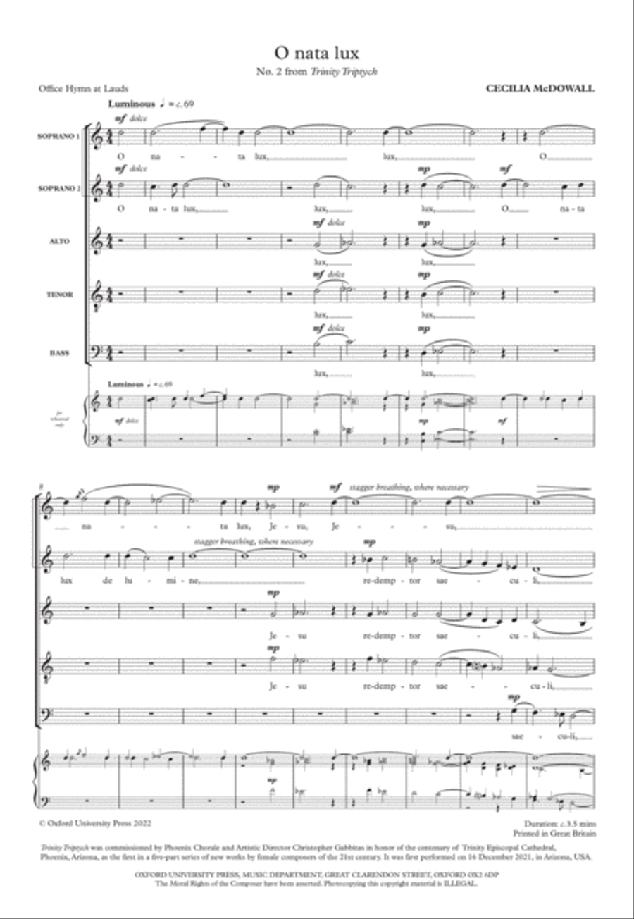O nata lux SSATB scores gallery preview page 2