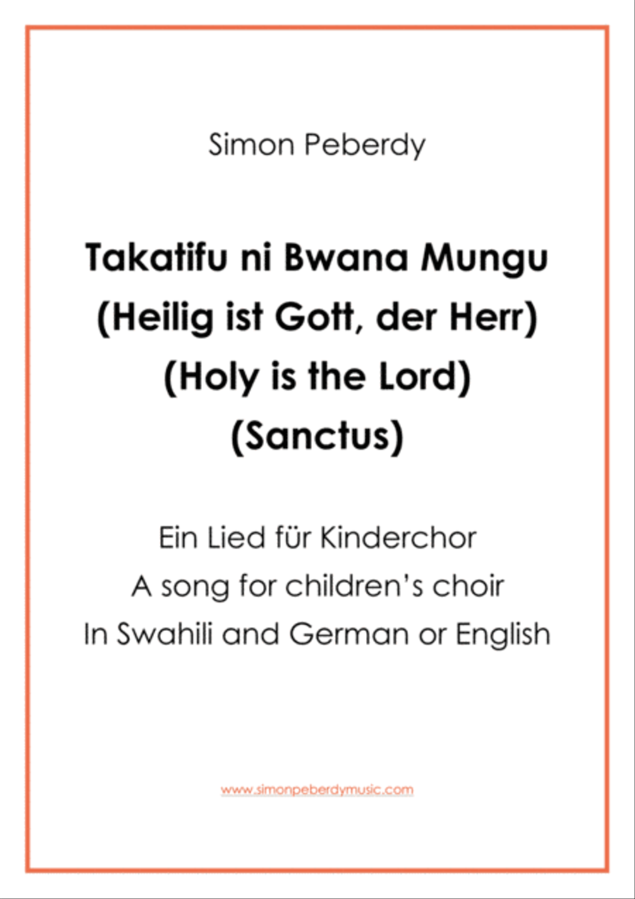 Takatifu ni Bwana Mungu, (Heilig / Sanctus for Children's Choir) SA scores gallery preview page 1
