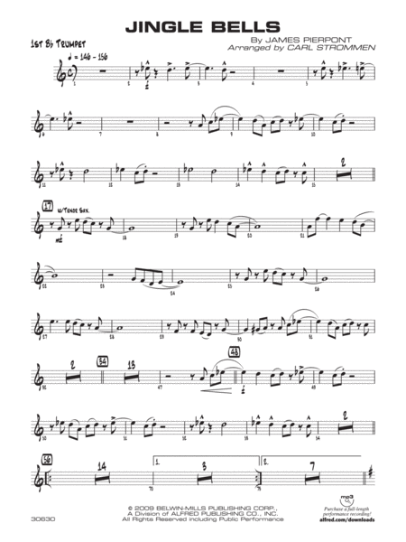 Jingle Bells: 1st B-flat Trumpet