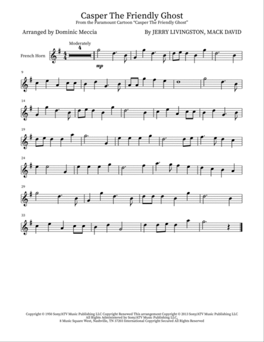 Casper The Friendly Ghost Brass Duet scores gallery preview page 3