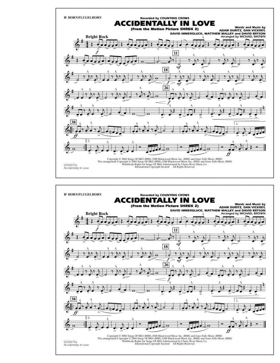 Accidentally In Love - Bb Horn/Flugelhorn Flugelhorn scores gallery preview page 1