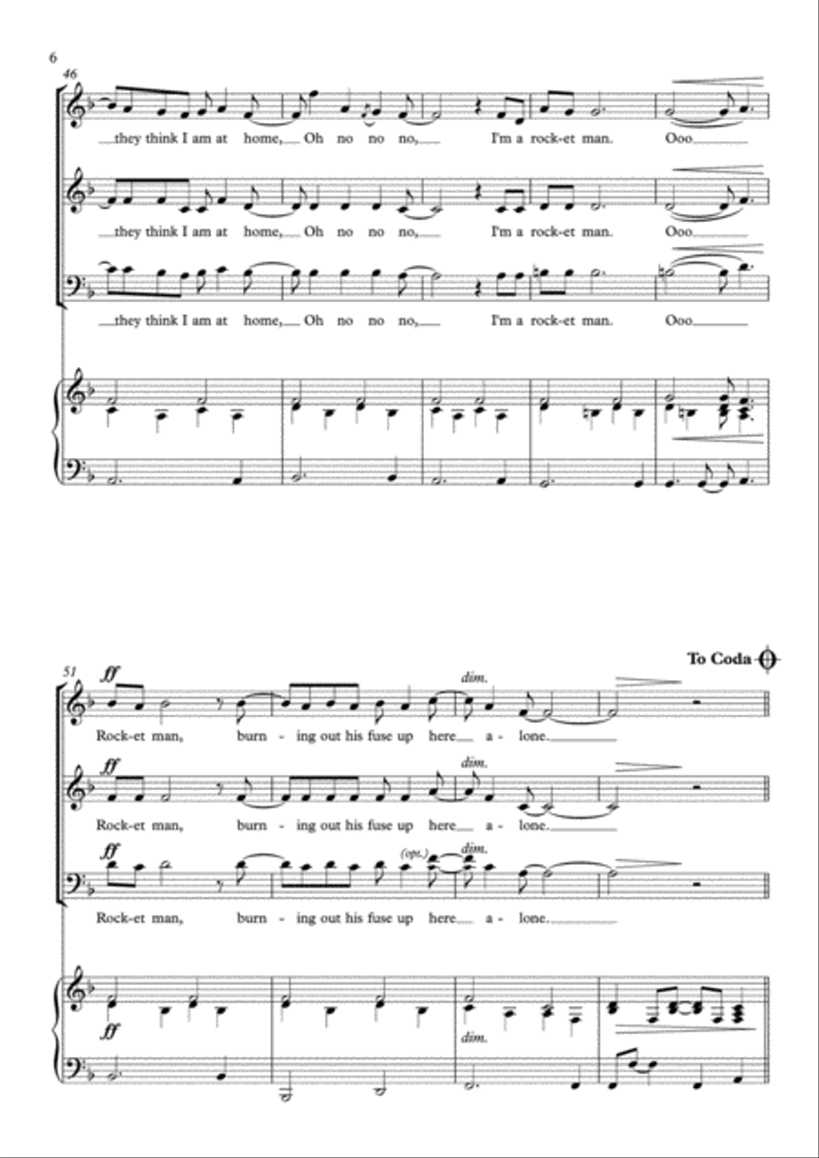 Rocket Man (i Think It's Gonna Be A Long Long Time) 3-Part scores gallery preview page 6